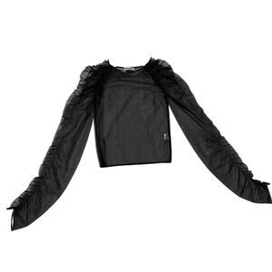Molly Goddard Sheer Nylon Overlay Top Long Sleeve Black AW19 Size 8 UK 4 US $370